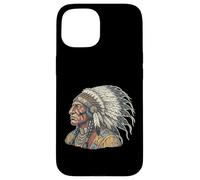 Carcasa para iPhone 15 Retrato del Jefe Nativo Americano Guerrero indígena Vintage