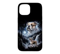 Carcasa para iPhone 15 Retro Bulldog Aullando a la Luna 90s Bootleg Meme Puppy Dog