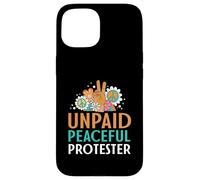 Carcasa para iPhone 15 Retro Peace Sign Flowers Groovy Unpaid Peaceful Protester