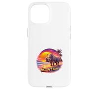 Carcasa para iPhone 15 Retro Rhino Sunset Tropical Beach Ilustración