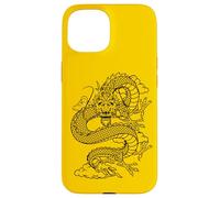Carcasa para iPhone 15 Retro Vintage Zodiac Lunar New Year Black Chinese Dragon