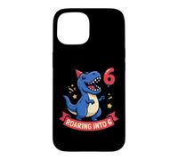 Carcasa para iPhone 15 Roaring Into 6 Dinosaurio T Rex 6º Cumpleaños Niños Niños Seis