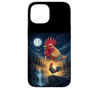 Carcasa para iPhone 15 Rooster Howling to The Moon Vintage Funny Rooster