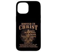 Carcasa para iPhone 15 Rooted in Christ Shirt Christian Shirt for Men Cross Shirt