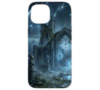 Carcasa para iPhone 15 Ruinas góticas, Lluvia de meteoritos, diseño de fantasía Celestial