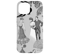 Carcasa para iPhone 15 salón de Baile era Victoriana Moda Toile Negro Blanco