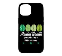 Carcasa para iPhone 15 Salud Mental Cada Mente Cuenta una Historia Diferente Positividad