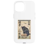 Carcasa para iPhone 15 Samurai Gato Negro Comiendo Ramen Escena de Guerra Arte Edo Hombres Mujeres