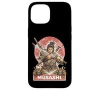 Carcasa para iPhone 15 Samurai Warrior Musashi, Luchador de Espadas japonés