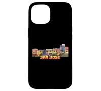 Carcasa para iPhone 15 San José 8-bit Retro Video Arcade Gamer Style Gaming 80s