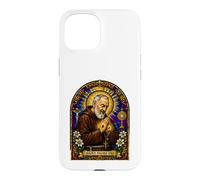 Carcasa para iPhone 15 San Padre Pío Católico Devocional Gótico Mosaico Icono Arte