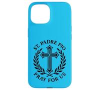 Carcasa para iPhone 15 San Padre Pío Reza por Nosotros Católica Santa Cruz Devoción