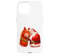 Carcasa para iPhone 15 Santa compartiendo Secretos con Caballo