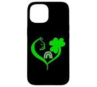 Carcasa para iPhone 15 Shamrock Cat St Patricks Funny Irish Lucky Cat Charm Clover