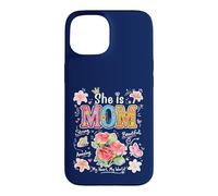 Carcasa para iPhone 15 She Is Mom Floral Cute Mama - Gráfico de Flores para el día de