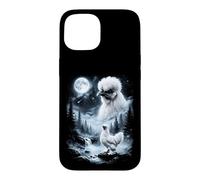 Carcasa para iPhone 15 Silkie Chicken Aullando en Moon 90's Retro