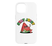 Carcasa para iPhone 15 Símbolo de la Paz con Forma de sandía Stay Juicy Chill, Estilo Retro y