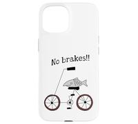 Carcasa para iPhone 15 Sin Frenos Pescado Montando Una Bicicleta Humor Tonto Raro