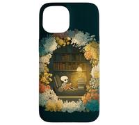 Carcasa para iPhone 15 Skeleton Reading Nook Floral Librarian Bookshelf Cozy Flower
