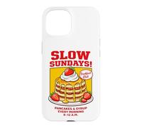 Carcasa para iPhone 15 Slow Sundays Pancake Breakfast Funny Illustration Graphic