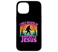 Carcasa para iPhone 15 Solo Creo en el Divertido Dios Retro de Bigfoot y Jesús, Sasquatch