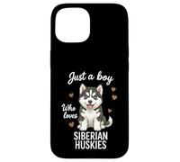 Carcasa para iPhone 15 Solo un Chico Que ama a los Huskies siberianos
