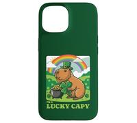 Carcasa para iPhone 15 Sombrero Capybara Leprechaun para el día de San Patricio I'm A Lucky Capy