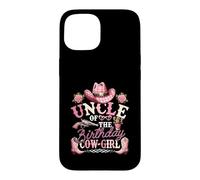 Carcasa para iPhone 15 Sombrero para Botas Uncle of The Birthday, Estilo Vaquero, Estilo Vaquero, Color Rosa
