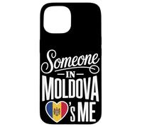 Carcasa para iPhone 15 Someone In Moldova Loves Me Moldovan Heart Flag