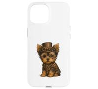 Carcasa para iPhone 15 Steampunk Puppies, Regalo para Amantes de los Perros Yorkshire Terrier Yorkie