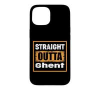 Carcasa para iPhone 15 Straight Outta Ghent Bélgica Retro Envejecido Vintage Humor