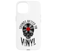Carcasa para iPhone 15 Suena Mejor en coleccionista de Discos de Vinilo Retro Vintage Calavera