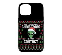 Carcasa para iPhone 15 Suéter Feo de Navidad de First Contact Alien UFO