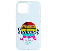 Carcasa para iPhone 15 Summer Miami Beach Sunset tee Shirts, I Love Miami, Miami