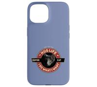 Carcasa para iPhone 15 Super Gato Negro Gato Indio Motocicleta Retro Cool