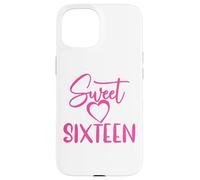 Carcasa para iPhone 15 Sweet Sixteen para niñas, Color Rosa, 16 años, 16 cumpleaños