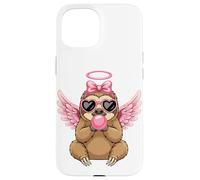 Carcasa para iPhone 15 Sweet Valentine's Day Sloth Angel with Pink Wings