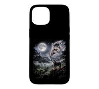 Carcasa para iPhone 15 Tapir Aullando a la Luna Selva Lluvia Bosque Noche
