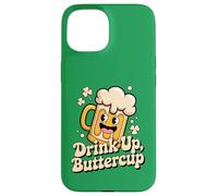 Carcasa para iPhone 15 Taza de Cerveza con Texto en inglés Drink Up Buttercup