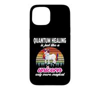 Carcasa para iPhone 15 Terapeuta de curación cuántica, diseño Vintage de Unicornio, Puesta de Sol