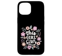 Carcasa para iPhone 15 This Girl Can Cute Floral Empowerment Tipografía