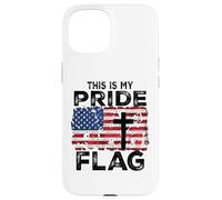 Carcasa para iPhone 15 This Is My Pride Flag Jesus Cross USA American 4 of July