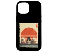Carcasa para iPhone 15 Three Cats Ramen Divertido Estético Japonés Ukiyo-e Anime Cat