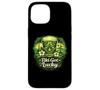 Carcasa para iPhone 15 Tiki Got Lucky Hawaii Shamrock Tropical Island Vibes