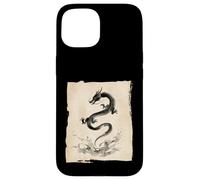 Carcasa para iPhone 15 Tinta Dragón Zen Flow Japonés Sumi Art