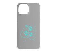 Carcasa para iPhone 15 Turquesa Huellas Huellas Acuarela Mascota Gatos Perro diseño