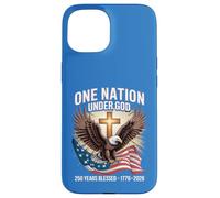 Carcasa para iPhone 15 Una Nación Bajo Dios 250 Años Bendito Patriota Americano