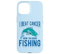 Carcasa para iPhone 15 Vencí al cáncer Ahora voy a Pescar