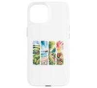 Carcasa para iPhone 15 Verano al Aire Libre Acuarela escenas Granja Playa Parque