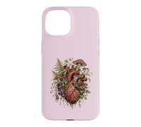 Carcasa para iPhone 15 Vintage Dark Academia Hongo Helecho Botánico Corazón